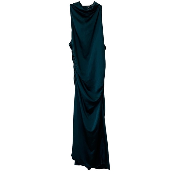 A.L.C. Inez Dress In Emerald Midi Ruched Draped 10 Satin Event - Picture 3 of 16